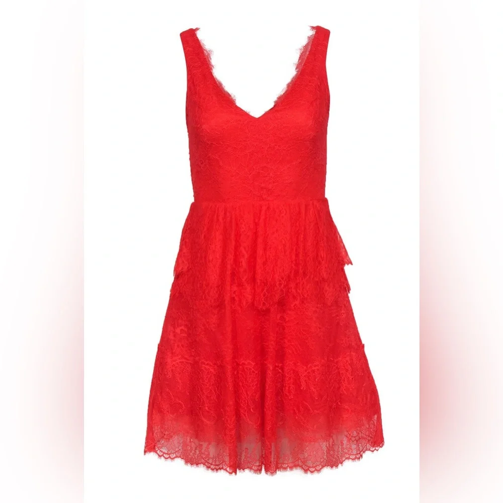 NWOT Revolve Willa BCBGMaxAzria Lace Sleeveless Fit & Flare Dress Red Size Large - Picture 7 of 13